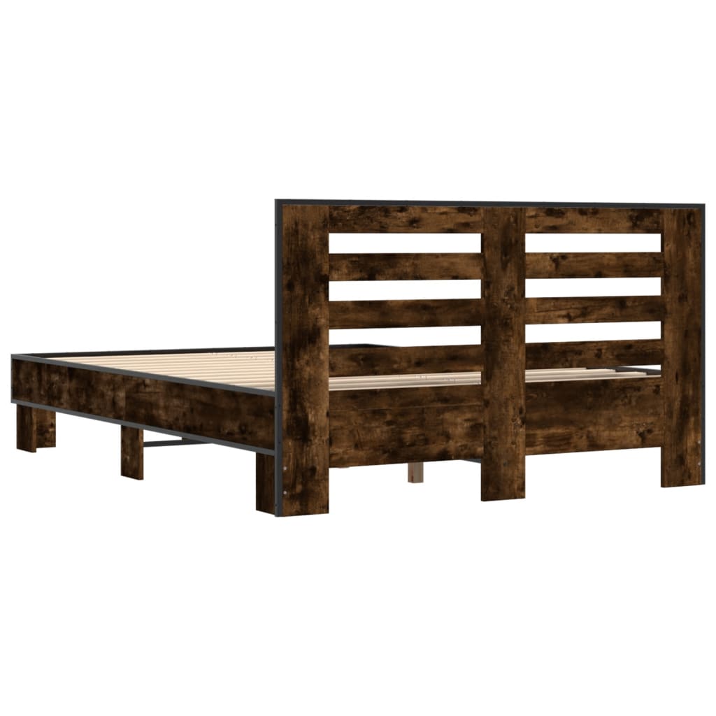 Bed Frame without Mattress Smoked Oak 140x200 cm