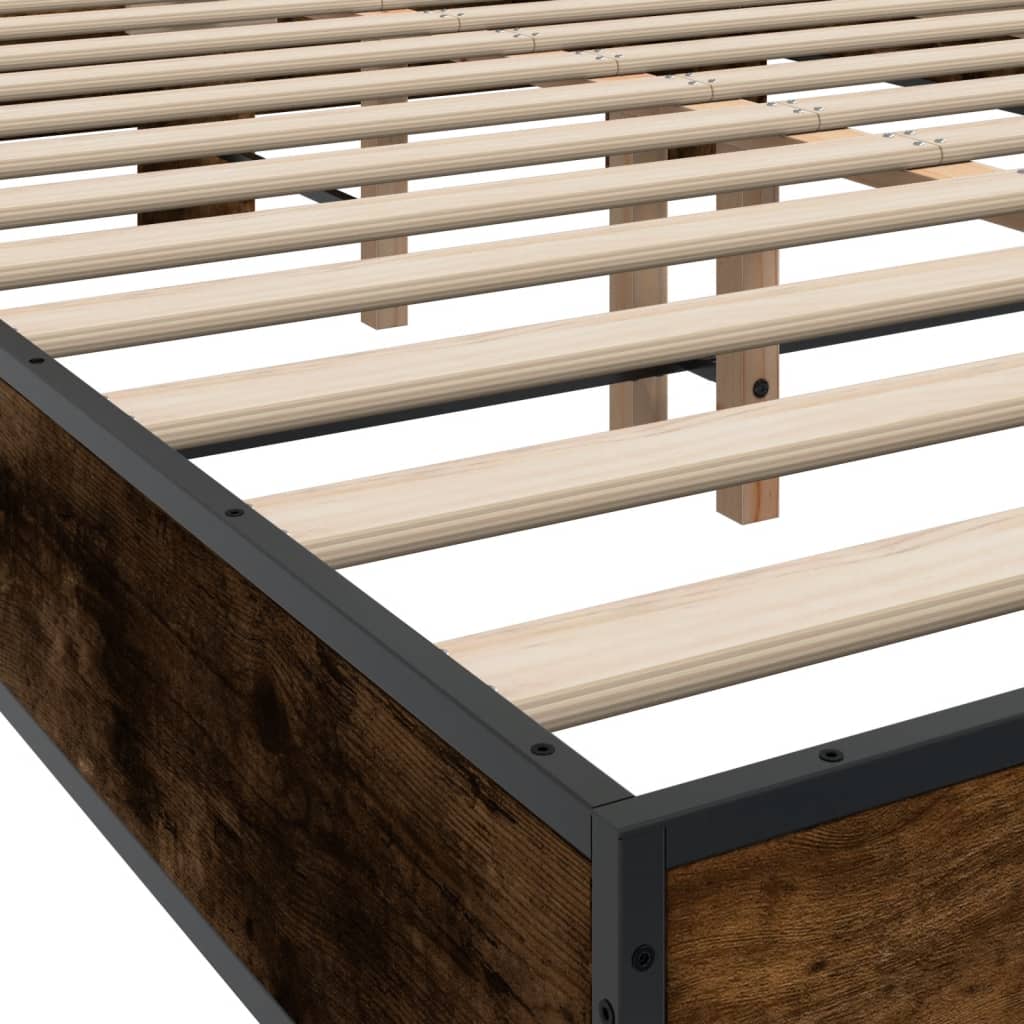 Bed Frame without Mattress Smoked Oak 140x200 cm