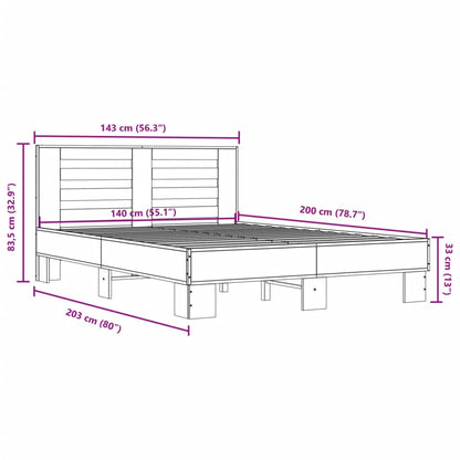 Bed Frame without Mattress Smoked Oak 140x200 cm