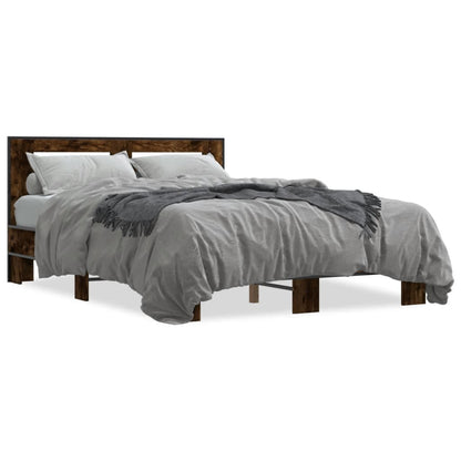 Bed Frame without Mattress Smoked Oak 140x200 cm