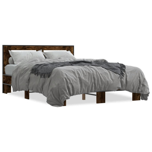 Bed Frame without Mattress Smoked Oak 140x200 cm