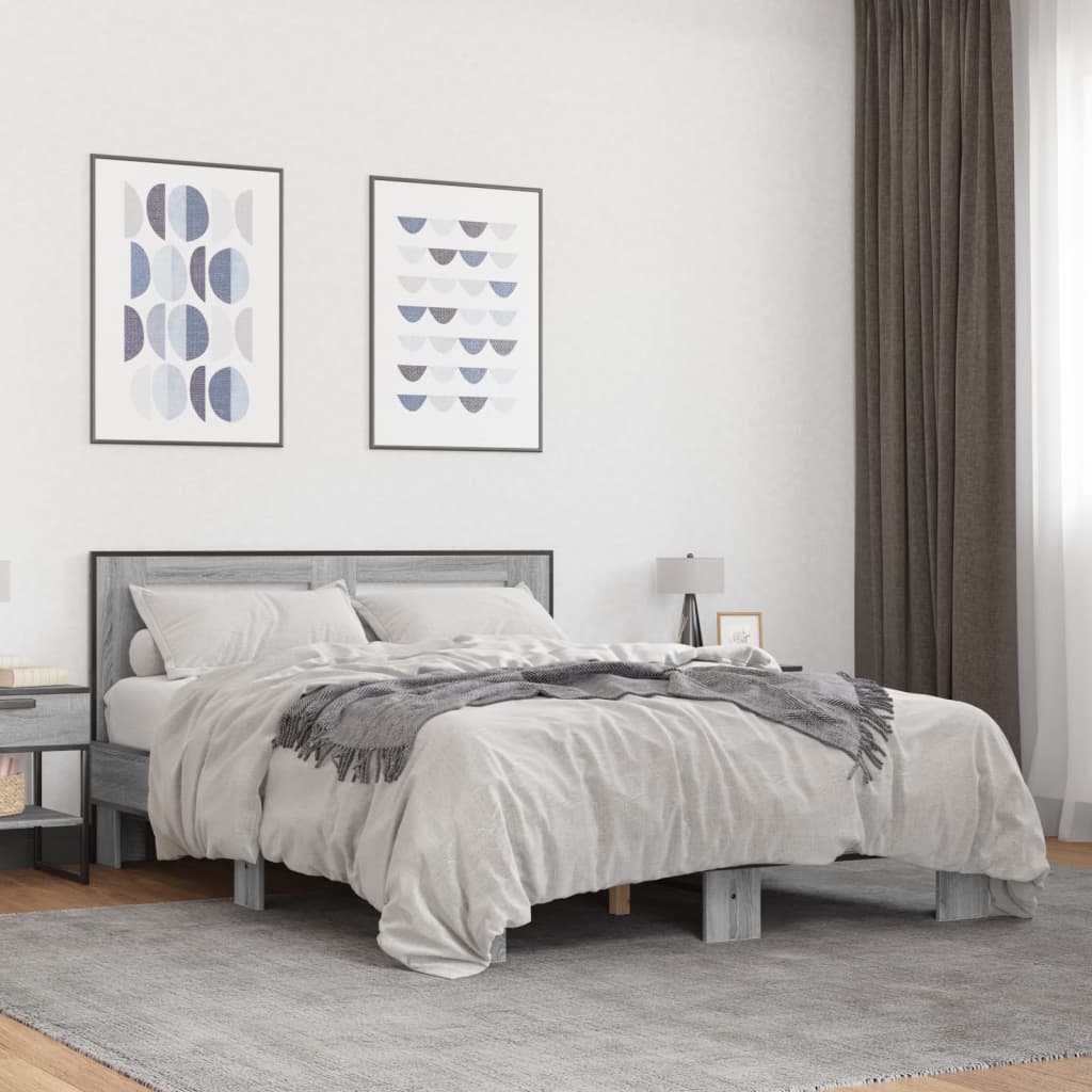 Bed Frame without Mattress Grey Sonoma 120x190 cm Small Double