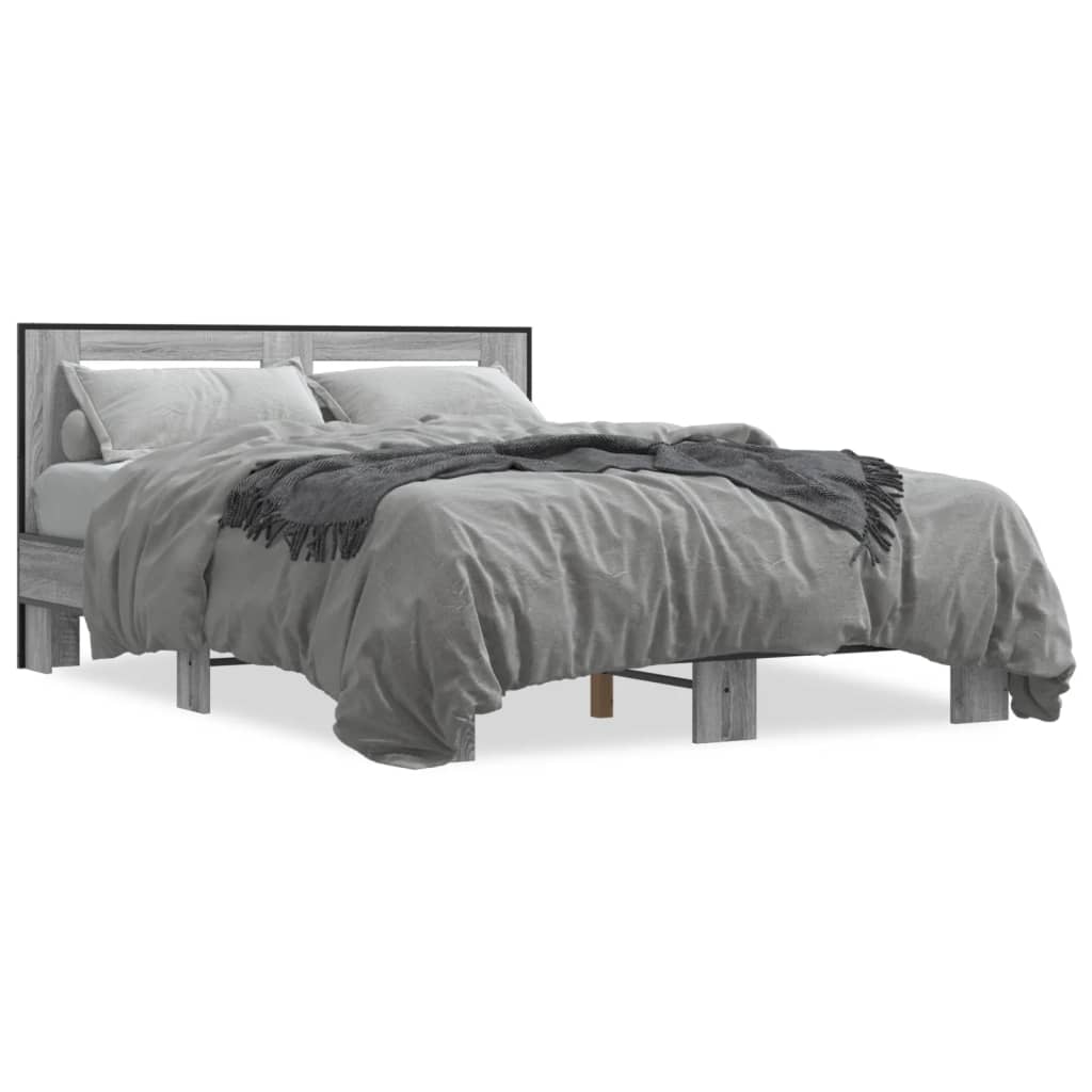 Bed Frame without Mattress Grey Sonoma 120x190 cm Small Double