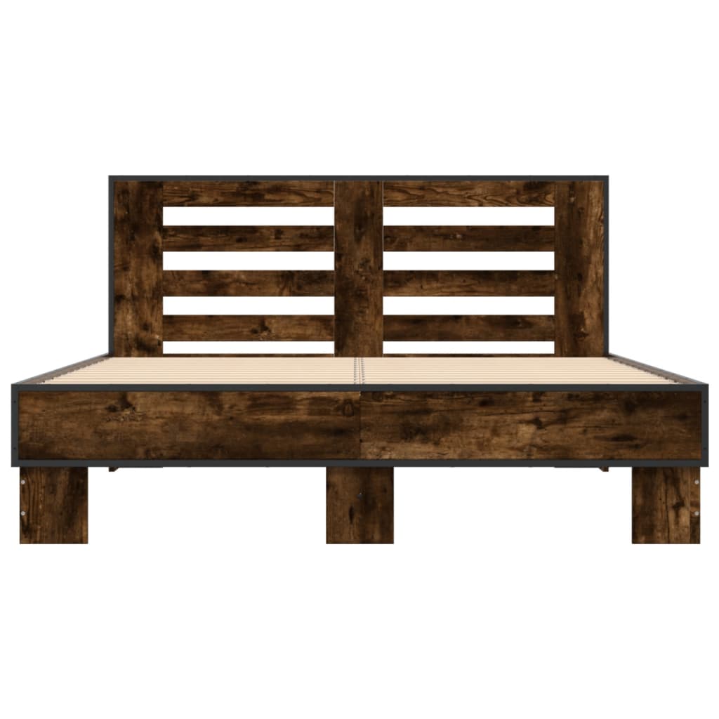 Bed Frame without Mattress Smoked Oak 135x190 cm Double