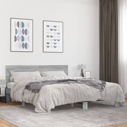 Bed Frame Grey Sonoma 180x200 cm Super King Engineered Wood and Metal