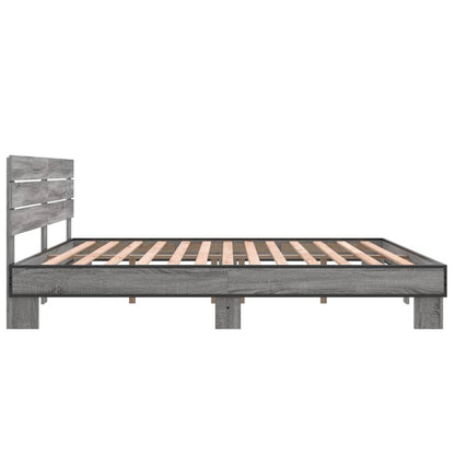 Bed Frame Grey Sonoma 180x200 cm Super King Engineered Wood and Metal