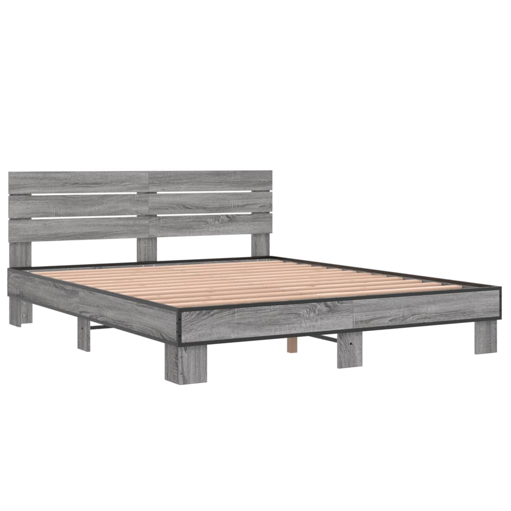 Bed Frame without Mattress Grey Sonoma 150x200 cm King Size