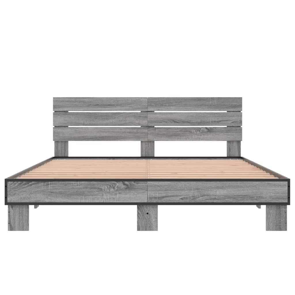 Bed Frame without Mattress Grey Sonoma 150x200 cm King Size