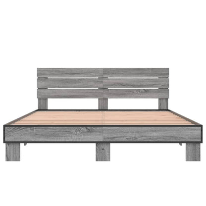 Bed Frame without Mattress Grey Sonoma 150x200 cm King Size