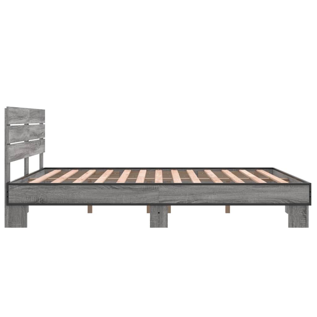 Bed Frame without Mattress Grey Sonoma 150x200 cm King Size