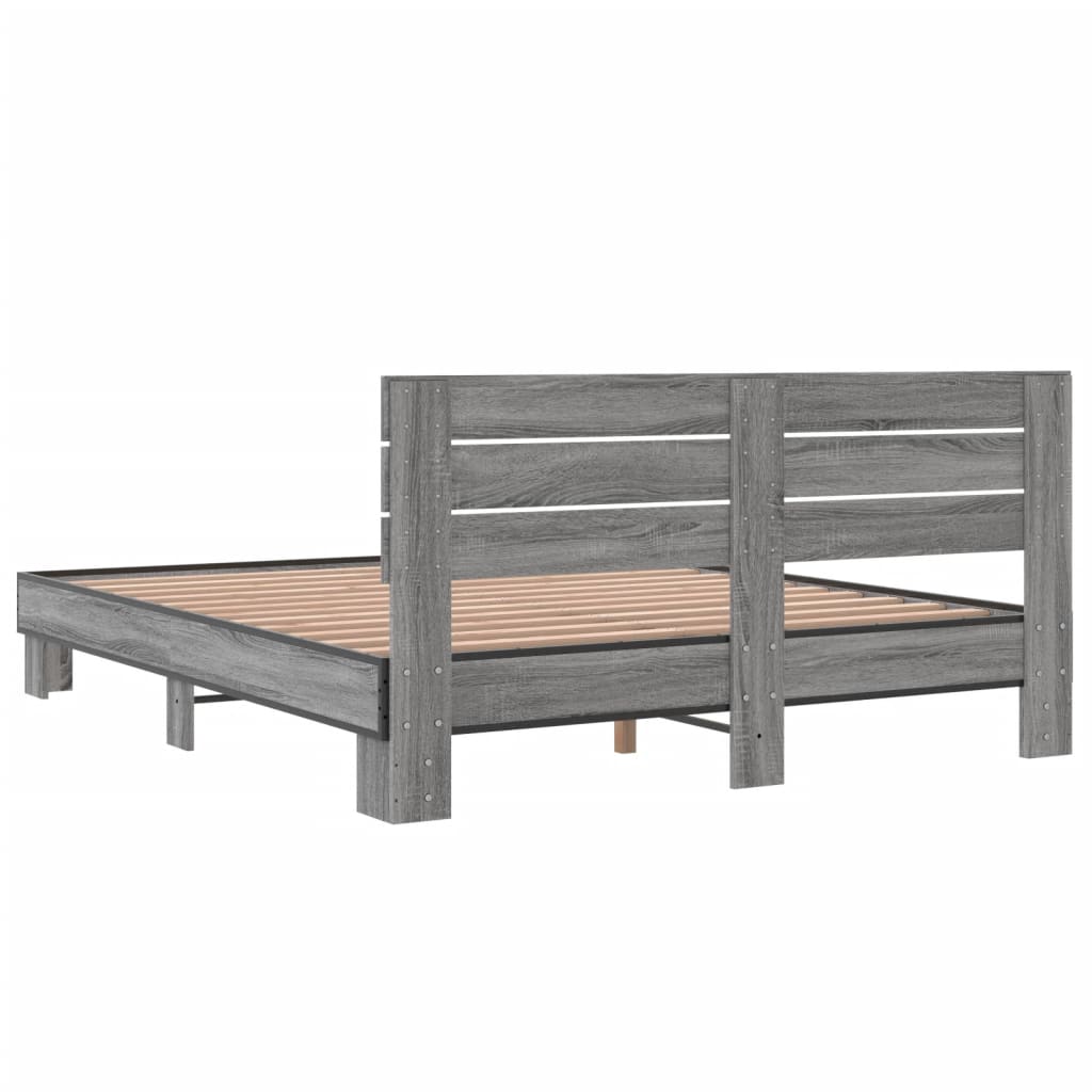 Bed Frame without Mattress Grey Sonoma 150x200 cm King Size