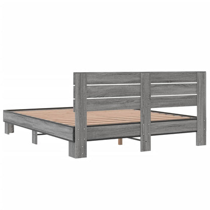 Bed Frame without Mattress Grey Sonoma 150x200 cm King Size