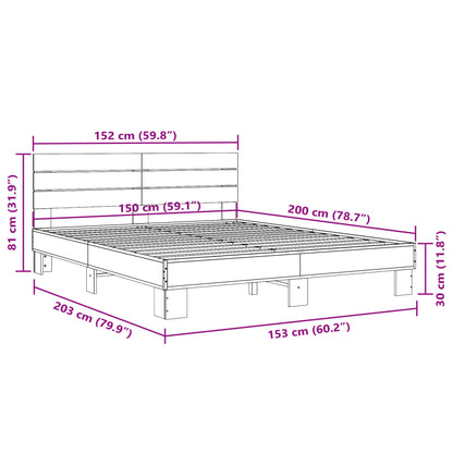 Bed Frame without Mattress Grey Sonoma 150x200 cm King Size