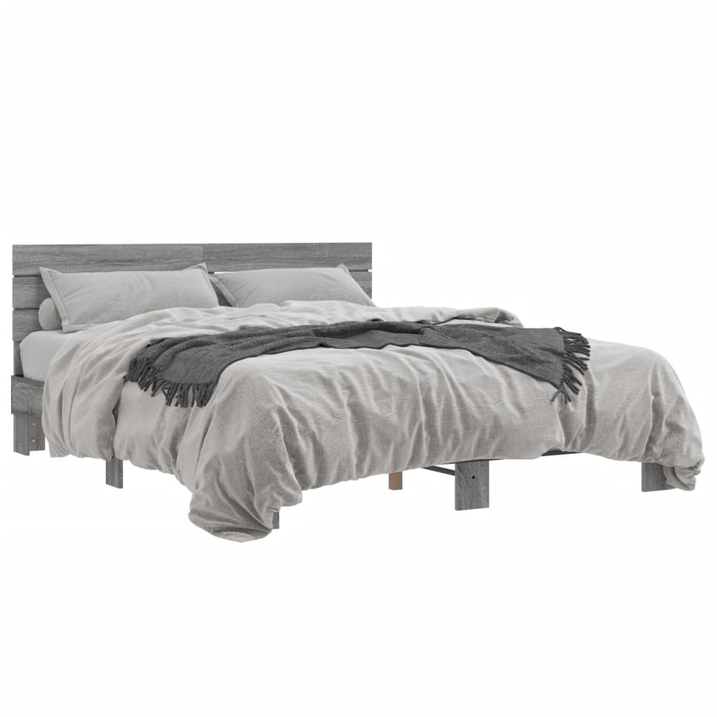 Bed Frame without Mattress Grey Sonoma 150x200 cm King Size