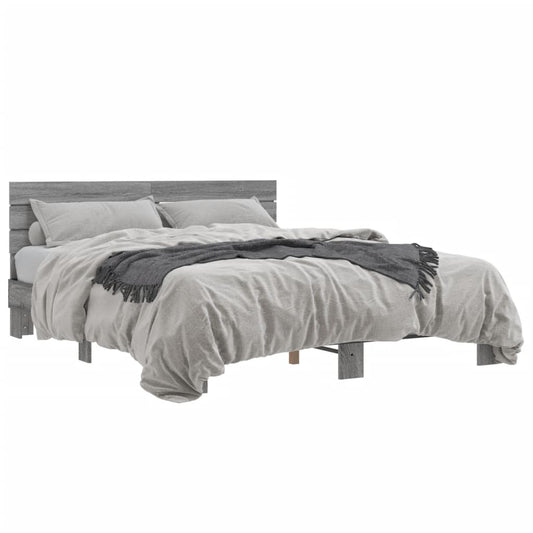 Bed Frame without Mattress Grey Sonoma 150x200 cm King Size
