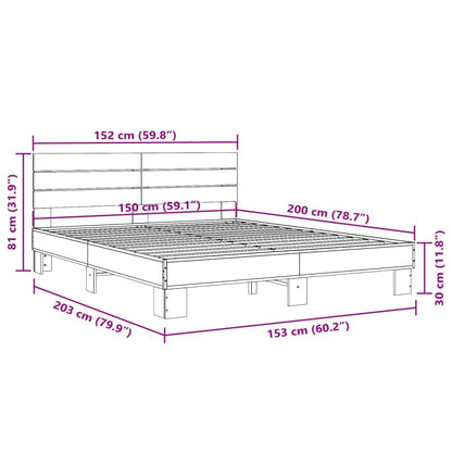 Bed Frame without Mattress Brown Oak 150x200 cm King Size
