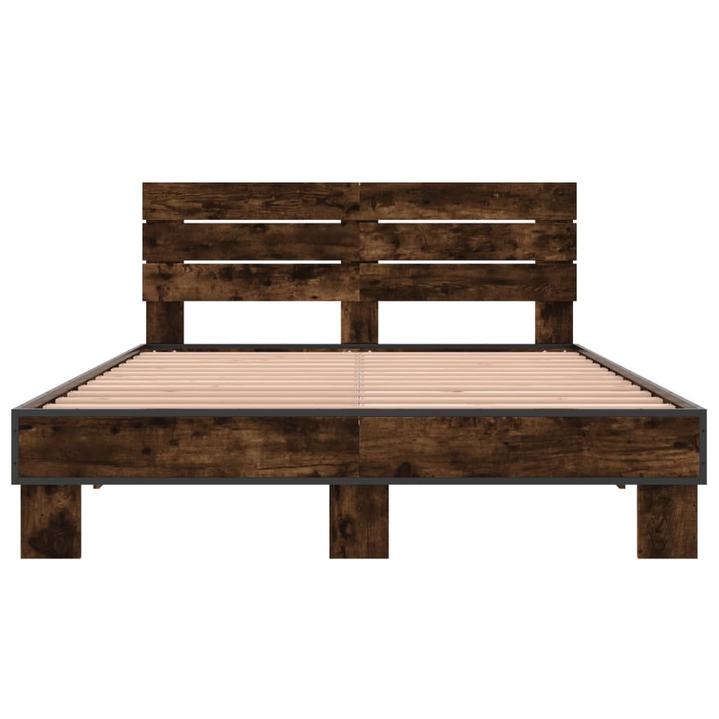 Bed Frame without Mattress Smoked Oak 135x190 cm Double