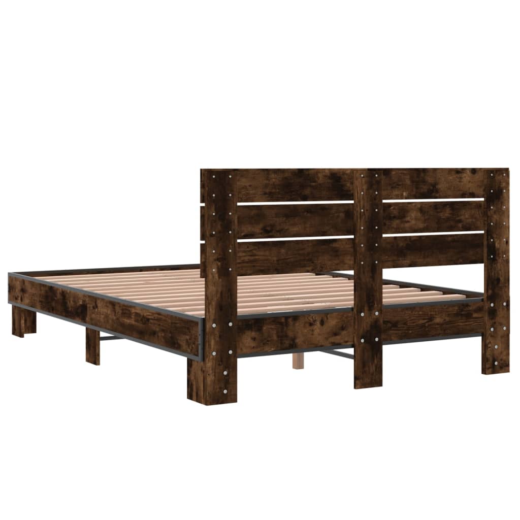 Bed Frame without Mattress Smoked Oak 135x190 cm Double