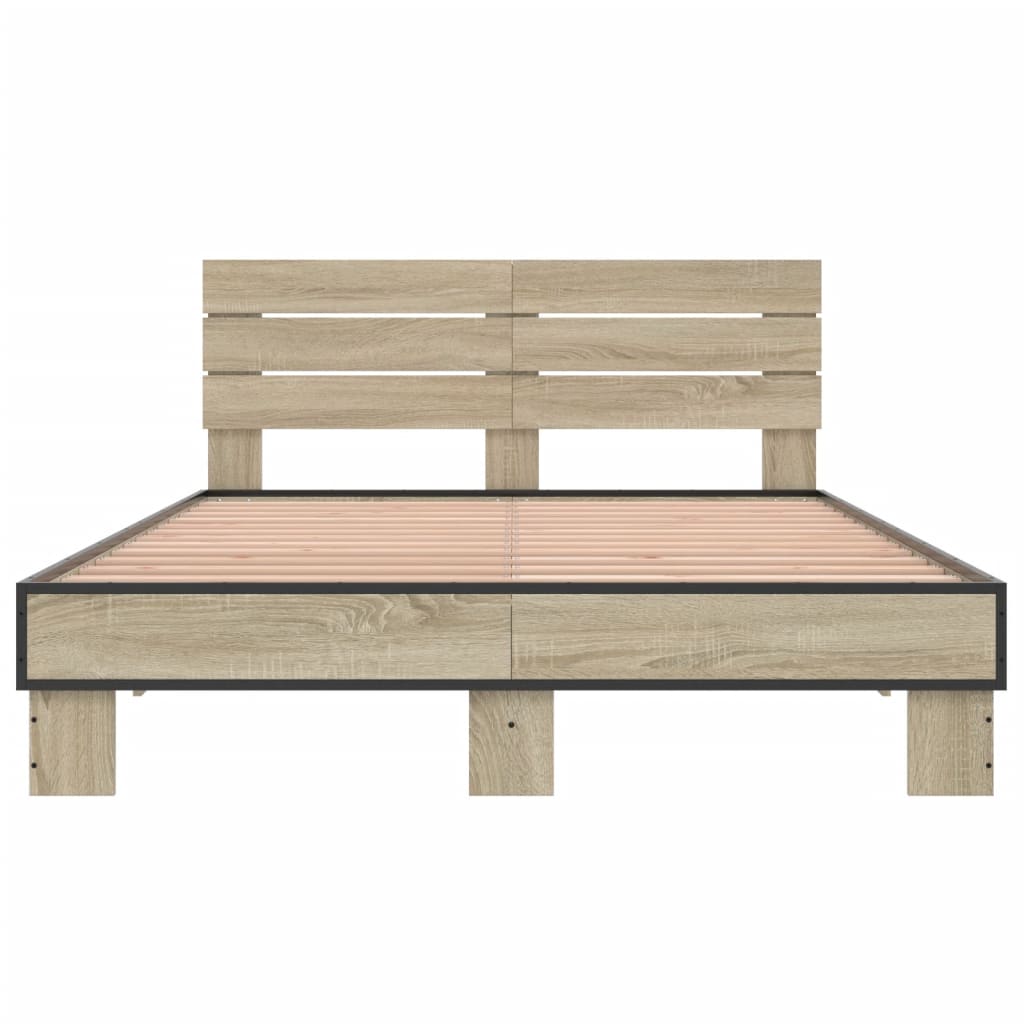 Bed Frame without Mattress Sonoma Oak 140x190 cm