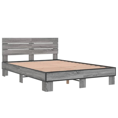 Bed Frame without Mattress Grey Sonoma 140x190 cm