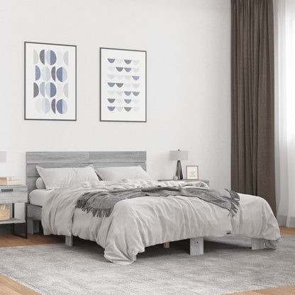 Bed Frame without Mattress Grey Sonoma 140x190 cm