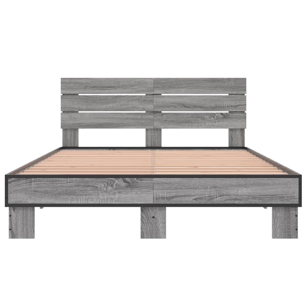 Bed Frame without Mattress Grey Sonoma 140x190 cm