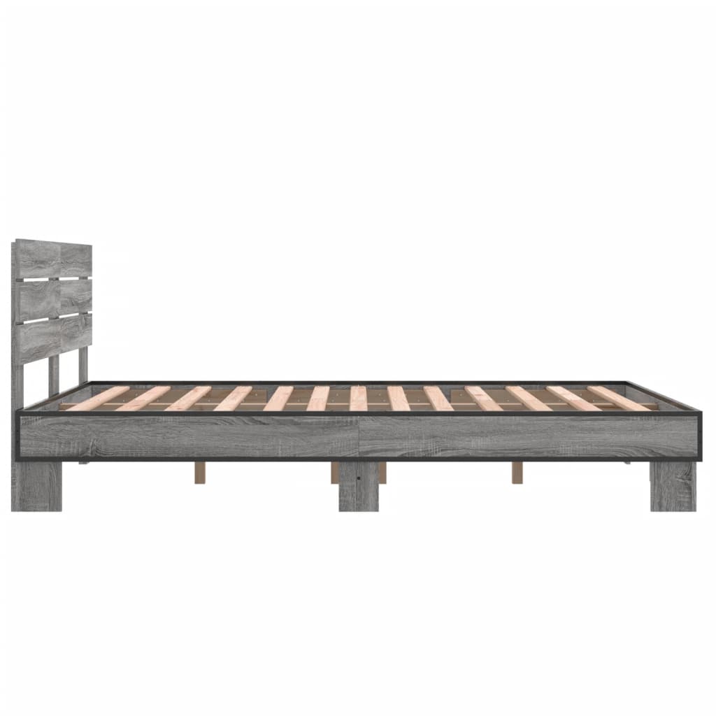 Bed Frame without Mattress Grey Sonoma 140x190 cm