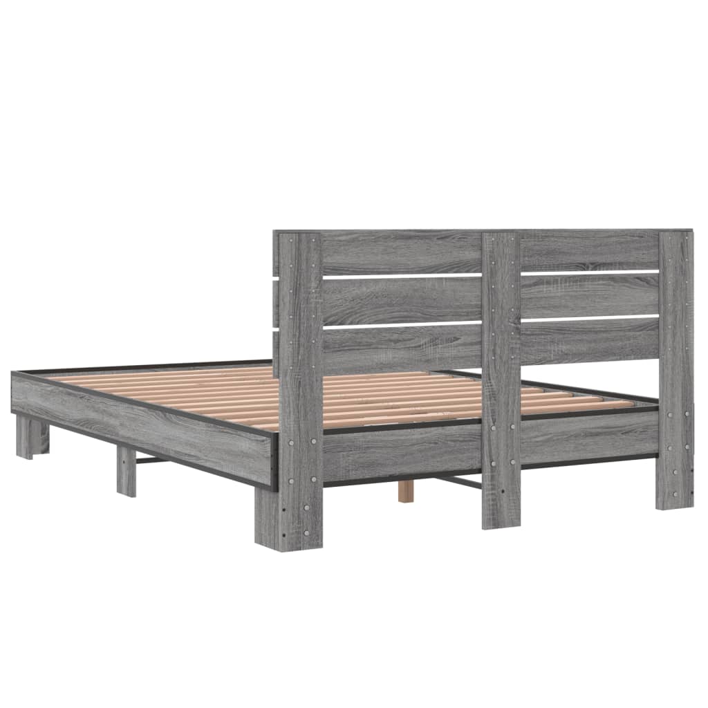Bed Frame without Mattress Grey Sonoma 140x190 cm