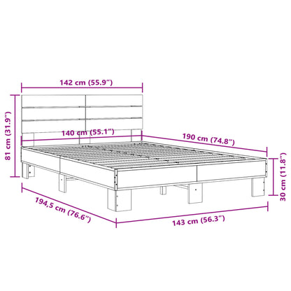 Bed Frame without Mattress Grey Sonoma 140x190 cm
