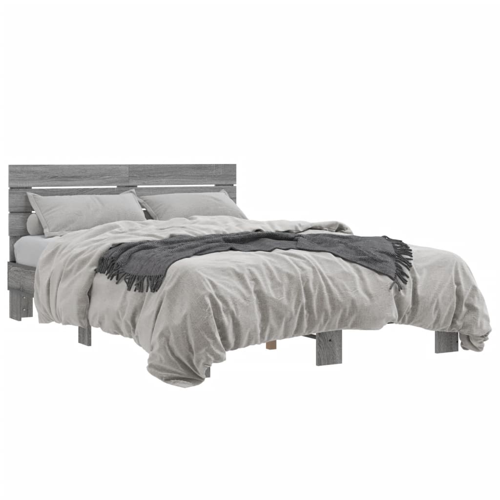 Bed Frame without Mattress Grey Sonoma 140x190 cm