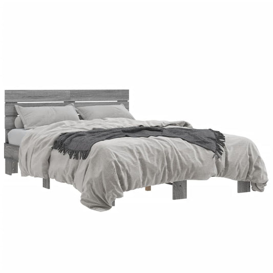 Bed Frame without Mattress Grey Sonoma 140x190 cm