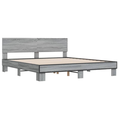 Bed Frame without Mattress Grey Sonoma 180x200 cm Super King