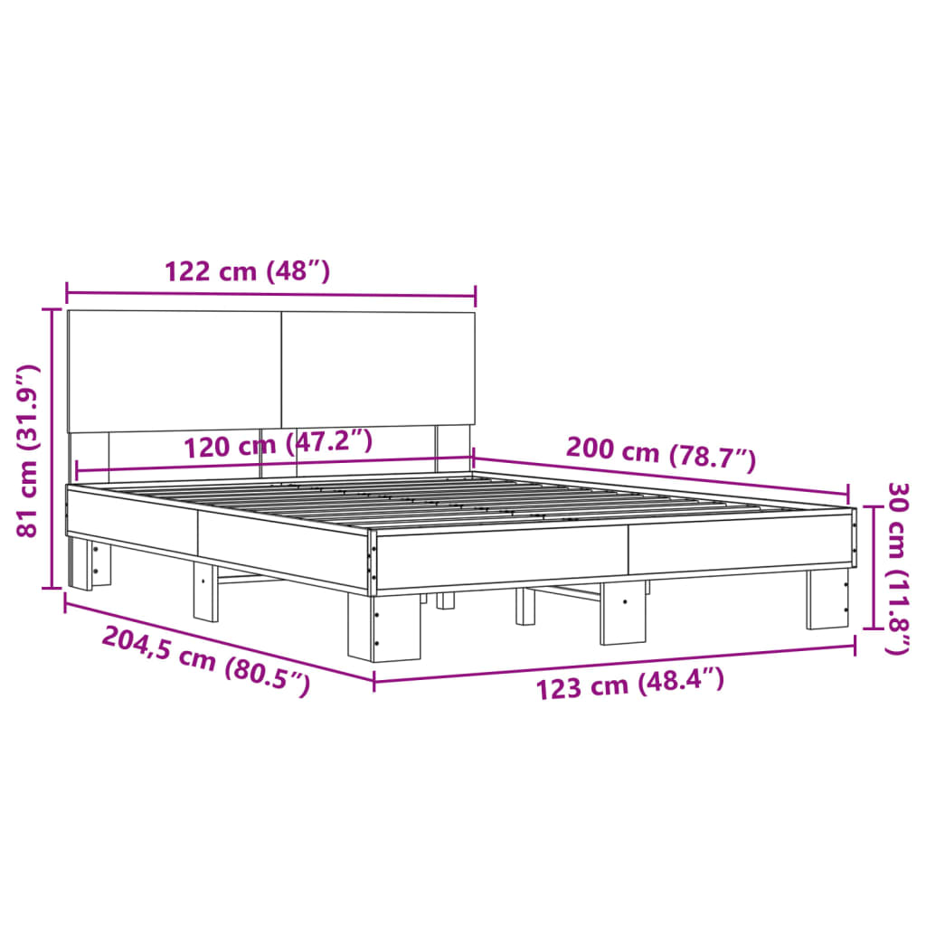 Bed Frame without Mattress Sonoma Oak 120x200 cm