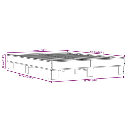 Bed Frame without Mattress Brown Oak 150x200 cm King Size