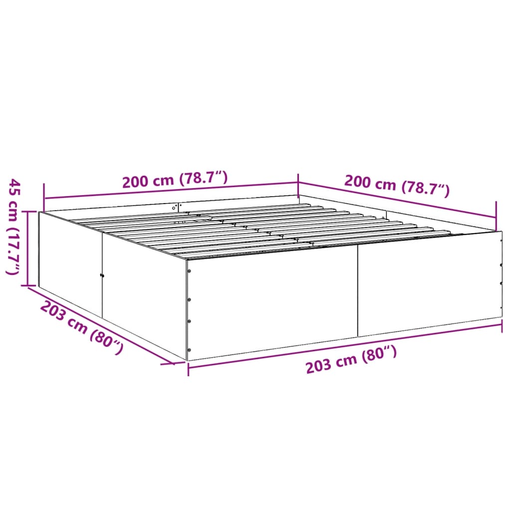 Bed Frame without Mattress White 200x200 cm