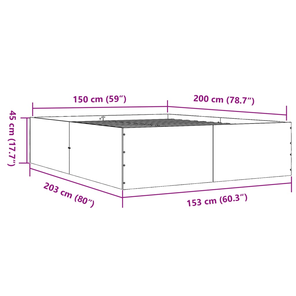 Bed Frame without Mattress White 150x200 cm King Size