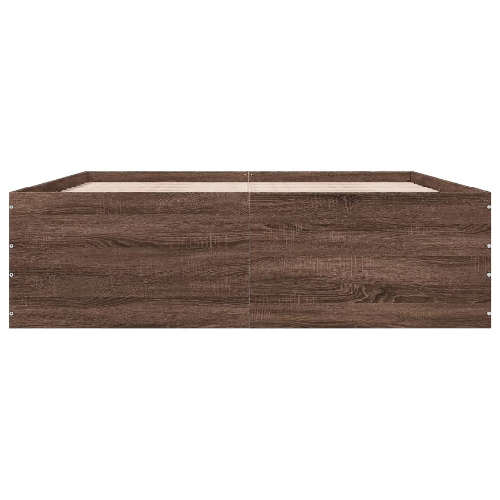 Bed Frame without Mattress Brown Oak 150x200 cm King Size