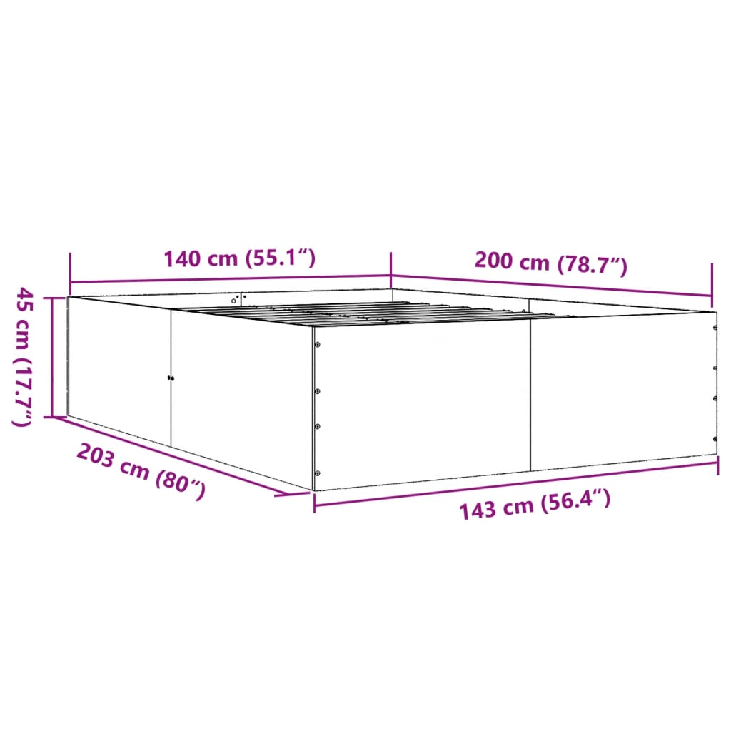 Bed Frame without Mattress White 140x200 cm