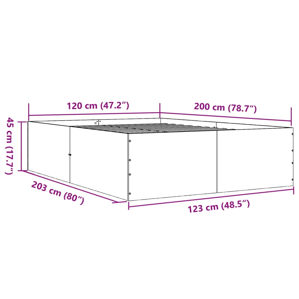 Bed Frame without Mattress Brown Oak 120x200 cm