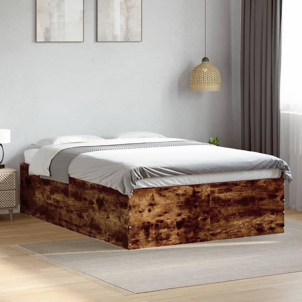 Bed Frame without Mattress Smoked Oak 120x190 cm Small Double