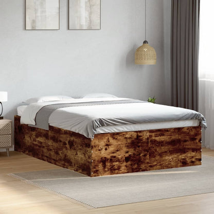 Bed Frame without Mattress Smoked Oak 120x190 cm Small Double