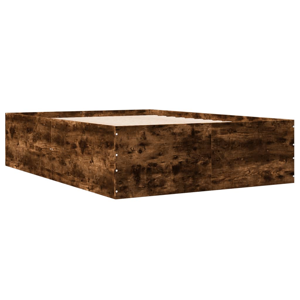Bed Frame without Mattress Smoked Oak 120x190 cm Small Double