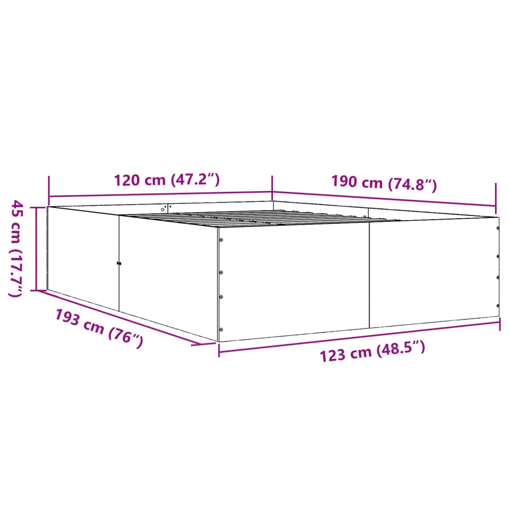 Bed Frame without Mattress Smoked Oak 120x190 cm Small Double