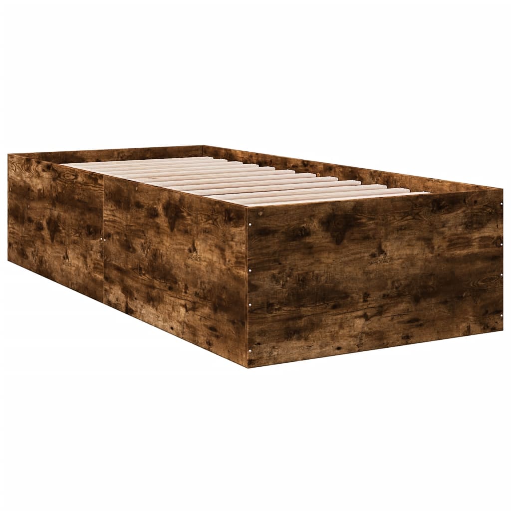 Bed Frame without Mattress Smoked Oak 90x190 cm Single