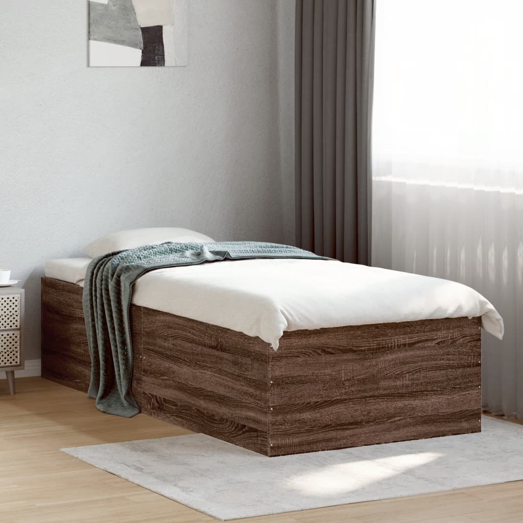 Bed Frame without Mattress Brown Oak 90x190 cm Single
