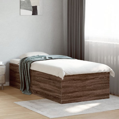 Bed Frame without Mattress Brown Oak 90x190 cm Single
