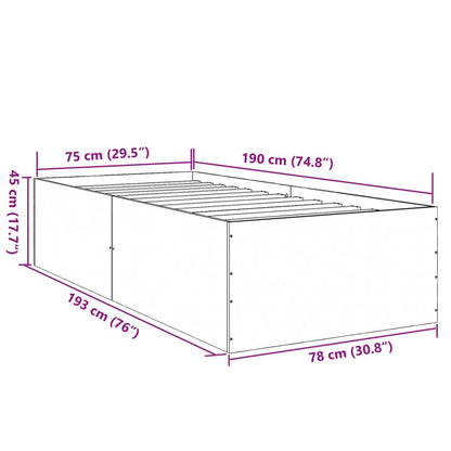 Bed Frame without Mattress Black 75x190 cm Small Single