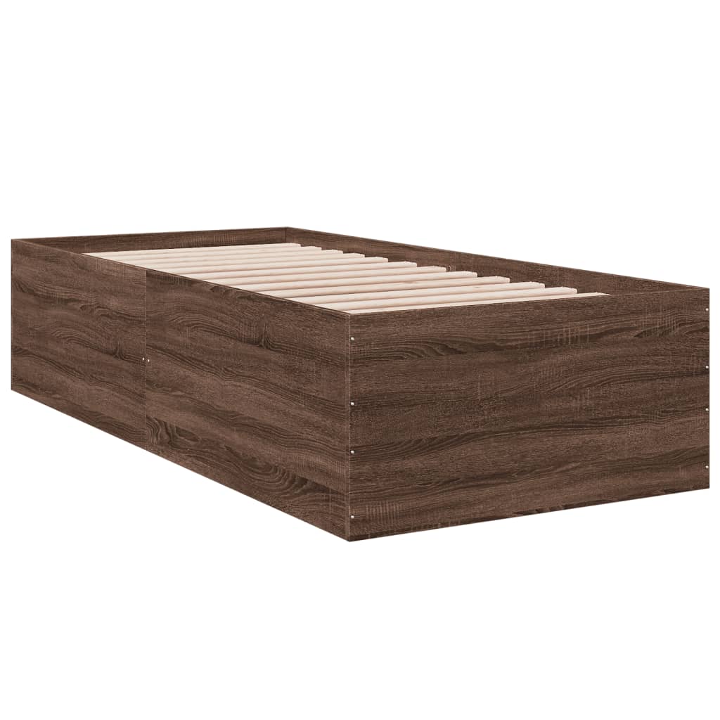Bed Frame without Mattress Brown Oak 75x190 cm Small Single