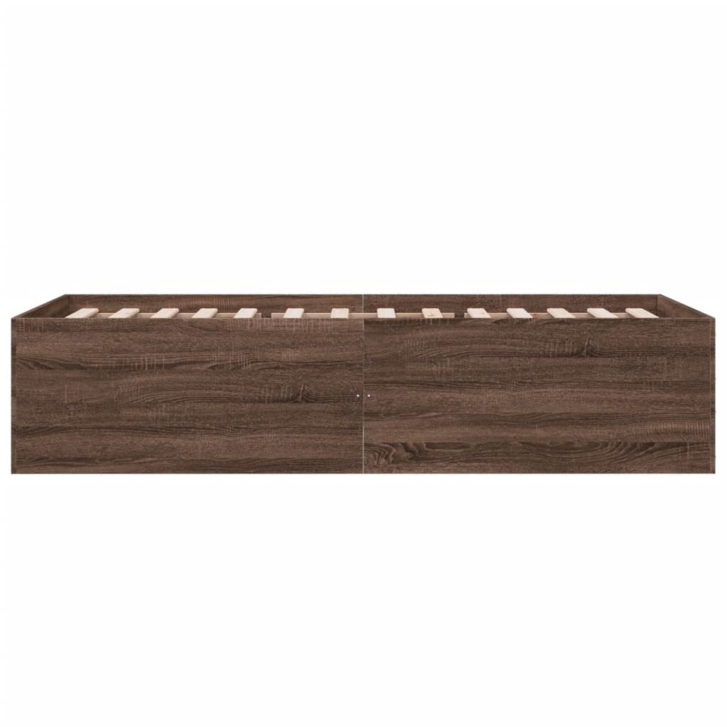 Bed Frame without Mattress Brown Oak 75x190 cm Small Single