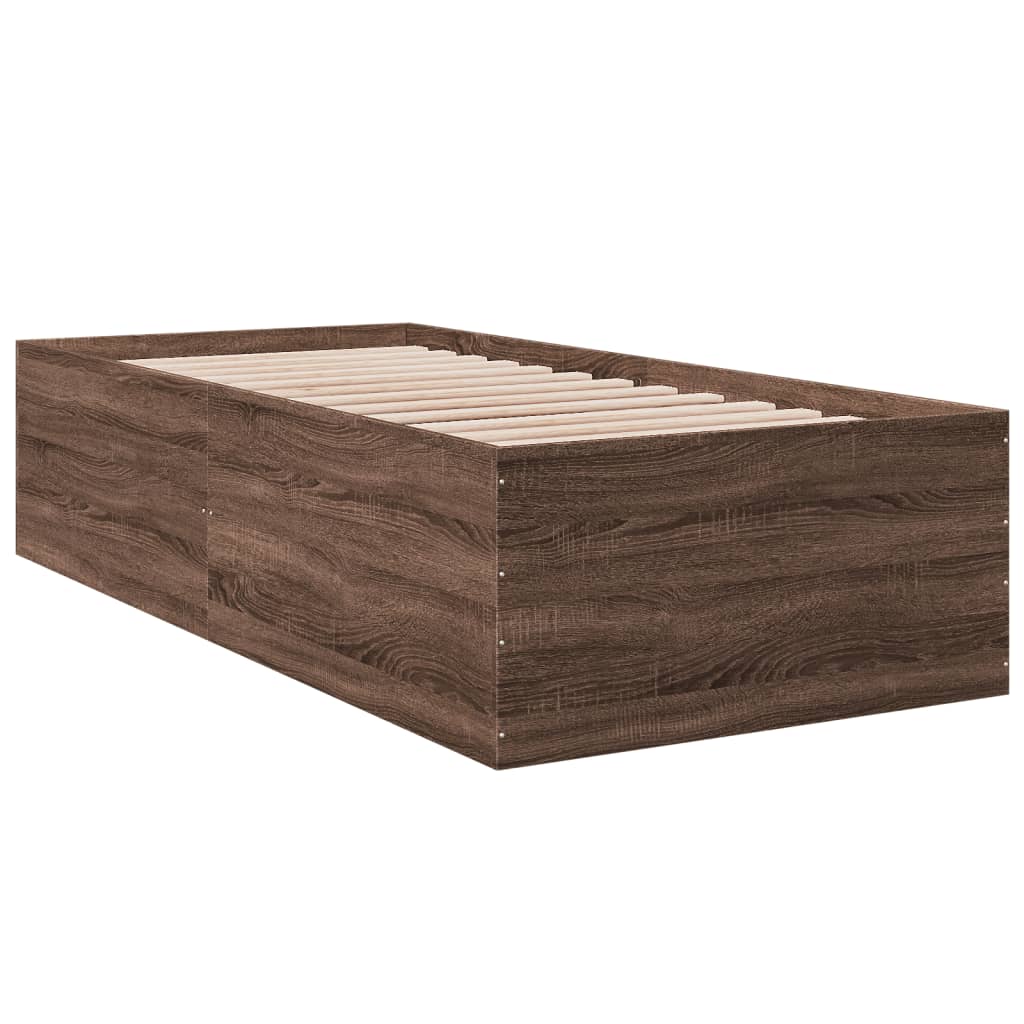 Bed Frame without Mattress Brown Oak 75x190 cm Small Single